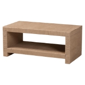 bali & pari Adaya Handwoven Jute Coffee Table - Rectangular Living Room Center Table with Open Shelf Storage, Handcrafted Boho Accent Furniture